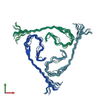 PDB entry 2m4j coloured by chain, ensemble of 20 models, front view.