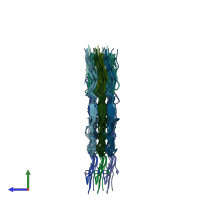 PDB entry 2m4j coloured by chain, ensemble of 20 models, side view.