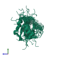 PDB entry 2m4m coloured by chain, ensemble of 20 models, side view.