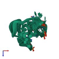 PDB entry 2m53 coloured by chain, ensemble of 10 models, top view.