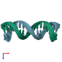 PDB entry 2m54 coloured by chain, ensemble of 20 models, top view.