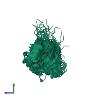 PDB entry 2m5h coloured by chain, ensemble of 20 models, side view.