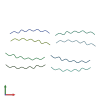 PDB entry 2m5k coloured by chain, front view.