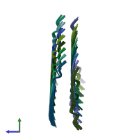 PDB entry 2m5n coloured by chain, ensemble of 20 models, side view.