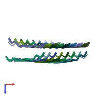 PDB entry 2m5n coloured by chain, ensemble of 20 models, top view.