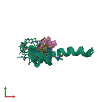 PDB entry 2m5q coloured by chain, ensemble of 10 models, front view.