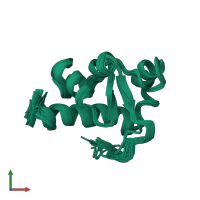 PDB entry 2m5w coloured by chain, ensemble of 31 models, front view.