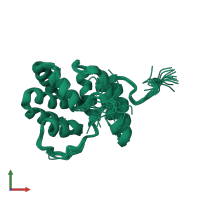 PDB entry 2m63 coloured by chain, ensemble of 20 models, front view.