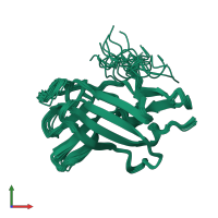 PDB entry 2m68 coloured by chain, ensemble of 20 models, front view.