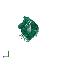 PDB entry 2m6b coloured by chain, ensemble of 15 models, side view.