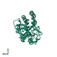 PDB entry 2m6k coloured by chain, ensemble of 30 models, side view.