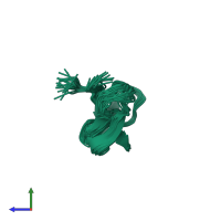 PDB entry 2m75 coloured by chain, ensemble of 20 models, side view.