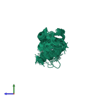 PDB entry 2m7a coloured by chain, ensemble of 20 models, side view.