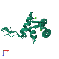 PDB entry 2m7n coloured by chain, ensemble of 10 models, top view.