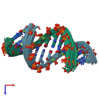 PDB entry 2m84 coloured by chain, ensemble of 10 models, top view.
