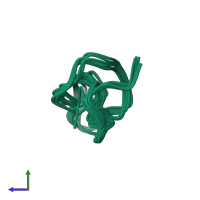 PDB entry 2m8f coloured by chain, ensemble of 20 models, side view.