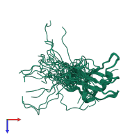 PDB entry 2m8h coloured by chain, ensemble of 20 models, top view.
