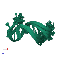 PDB entry 2m92 coloured by chain, ensemble of 10 models, top view.