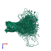 PDB entry 2maf coloured by chain, ensemble of 20 models, top view.
