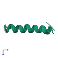 PDB entry 2mag coloured by chain, ensemble of 10 models, top view.