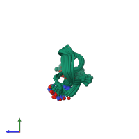 PDB entry 2mai coloured by chain, ensemble of 20 models, side view.