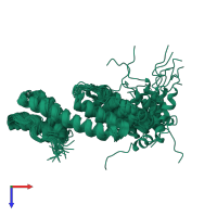 PDB entry 2mar coloured by chain, ensemble of 20 models, top view.