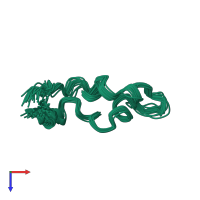 PDB entry 2mb1 coloured by chain, ensemble of 20 models, top view.