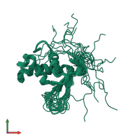 PDB entry 2mbf coloured by chain, ensemble of 20 models, front view.