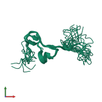 PDB entry 2mbk coloured by chain, ensemble of 10 models, front view.