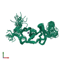 PDB entry 2mbv coloured by chain, ensemble of 20 models, front view.