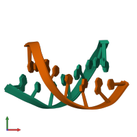 PDB entry 2mcj coloured by chain, ensemble of 10 models, front view.