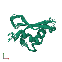 PDB entry 2mcq coloured by chain, ensemble of 10 models, front view.