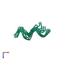 PDB entry 2md3 coloured by chain, ensemble of 10 models, top view.