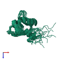 PDB entry 2md5 coloured by chain, ensemble of 10 models, top view.