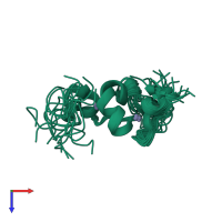PDB entry 2md7 coloured by chain, ensemble of 20 models, top view.