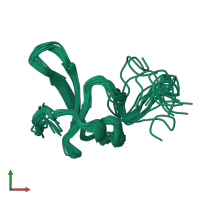 PDB entry 2mdi coloured by chain, ensemble of 15 models, front view.