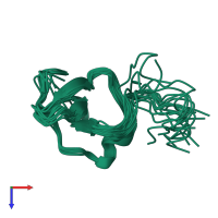 PDB entry 2mdi coloured by chain, ensemble of 15 models, top view.