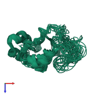 PDB entry 2mdk coloured by chain, ensemble of 10 models, top view.