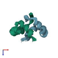 PDB entry 2mdv coloured by chain, ensemble of 32 models, top view.