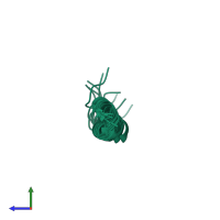 PDB entry 2me1 coloured by chain, ensemble of 10 models, side view.