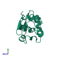 Monomeric assembly 2 of PDB entry 2mea coloured by chemically distinct molecules, side view.