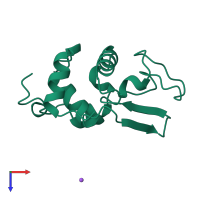 PDB entry 2meb coloured by chain, top view.