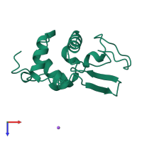 Monomeric assembly 1 of PDB entry 2meg coloured by chemically distinct molecules, top view.