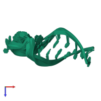 PDB entry 2meq coloured by chain, ensemble of 10 models, top view.