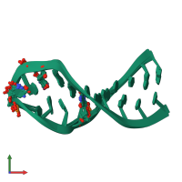 PDB entry 2mer coloured by chain, ensemble of 10 models, front view.