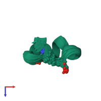 PDB entry 2mg6 coloured by chain, ensemble of 20 models, top view.