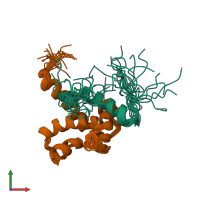 PDB entry 2mh0 coloured by chain, ensemble of 20 models, front view.