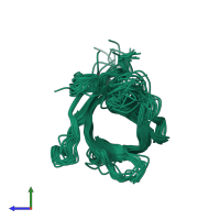 PDB entry 2mhd coloured by chain, ensemble of 19 models, side view.