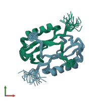 PDB entry 2mhe coloured by chain, ensemble of 20 models, front view.