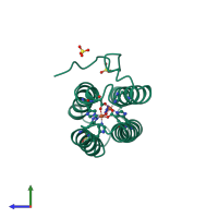 PDB entry 2mhr coloured by chain, side view.